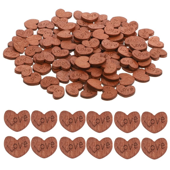 FONDOTIN Small Wooden Hearts For Wedding Table Decorations Khaki 100Pcs 0.6In
