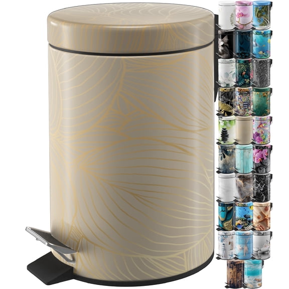 Sanilo Trash Can 1.3 Gallon with Soft Close, Many New Cosmetic and Kitchen Waste Bins Available, Bathroom Bin with Inner Bucket (Hosta)