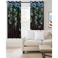 thumbnail image 2 of Blue Floral Spring Kitchen Curtains Summer Vintage Botanical Wooden Cafe Short Curtains for Bathroom Blackout Window Curtain Grommet Small Window Treatment Drapes for Bedroom Living Room 52"x45"x2, 2 of 9