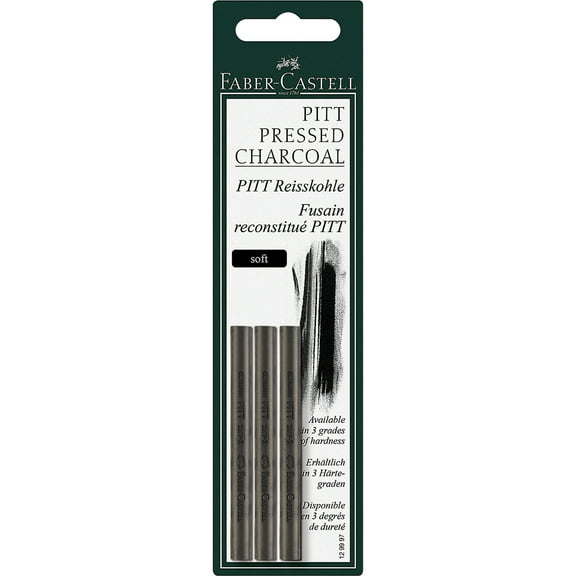 Faber-Castell Pitt Compressed Charcoal Sticks - Soft, Pkg of 3