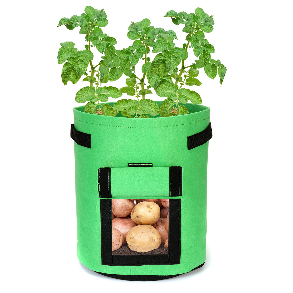 Potato Grow Planter PE Container Bag Pouch Root Plant Growing Pot Side Window
