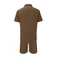 thumbnail image 5 of Pxiakgy Men'S Summer Breathable Two Piece Wrinkled Shirt Shorts Set Men'S Textured Beach Suit Coffee + L, 5 of 5