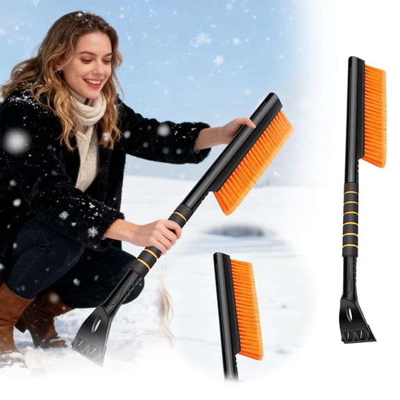 EcoNest 2 In 1 Brush And Ice Scraper With Foam Grip Handle For Winter Windshield Cleaning And Frost Removal On Vehicles
