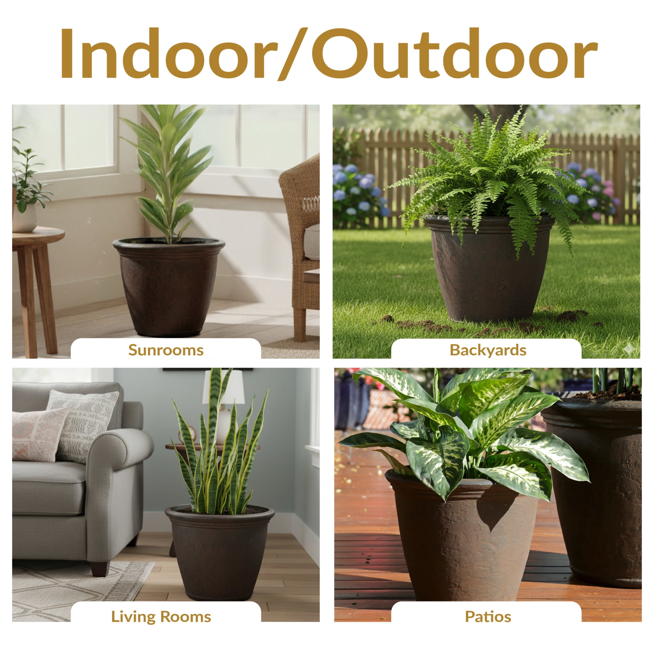 Sunnydaze Anjelica 15.25" x 15.25" x 12.75" Round Rust Polyresin Outdoor Planter Pot