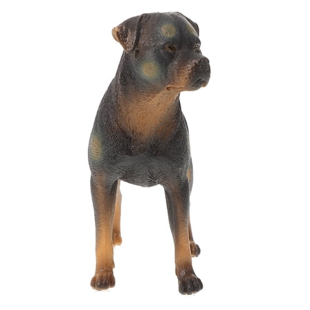 WRITWAA Realistic Black Rottweiler Dog Statue Decoration Plastic Model for Home and Office Decor