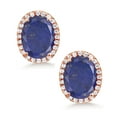 thumbnail image 2 of Gem Stone King 4.48 Ct Oval Blue Lapis 18K Rose Gold Plated Silver Earrings, 2 of 5
