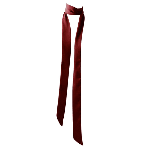 Women's Silk Scarf Wine Red - French Style Neck Scarf, Lightweight Hair Bandana, Bow Tie for Dress Handbag Belt, Versatile Fashion Accessory for Spring Fall Outfit (1pc)