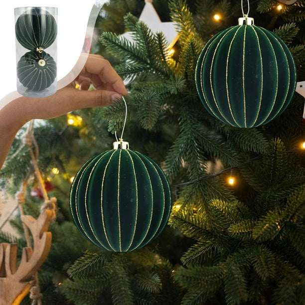 Adornos navideños, bolas de flocado, regalos navideños, decoración para árbol de Navidad, 2 bolas colgantes de 15 cm, bolas decorativas.