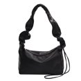thumbnail image 1 of Bolsos Hombro para Mujer Bolsos para Axilas Sólidos Con Cordón Plisado Cuero PU (negro), 1 of 9