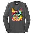 thumbnail image 2 of Wild Bobby Dean Russo Colorful Blue Eyes Cat Cat Lover Men Long Sleeve Shirt, Heather Black, XX-Large, 2 of 5