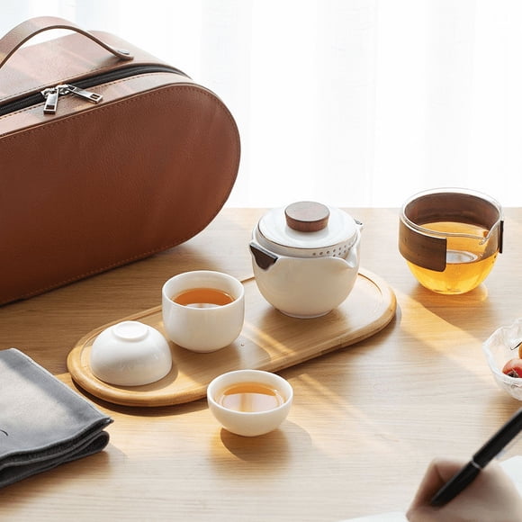 Juego de té de viaje de porcelana de jade con grasa de oveja, pequeño regalo para la empresa, apertura de negocios, actividad inmobiliaria, banco, regalo práctico