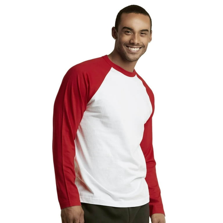 Men s Long Sleeve Crew Neck Baseball Shirt Casual Dynamic Cotton Raglan T Shirts Red White 3XL 1 Count 1 Pack