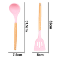 thumbnail image 2 of Kitchen Utensils Silicone Set, Heat Resistant Cookware with Wooden Handle, Non-Stick Cooking Utensil, 2 of 5