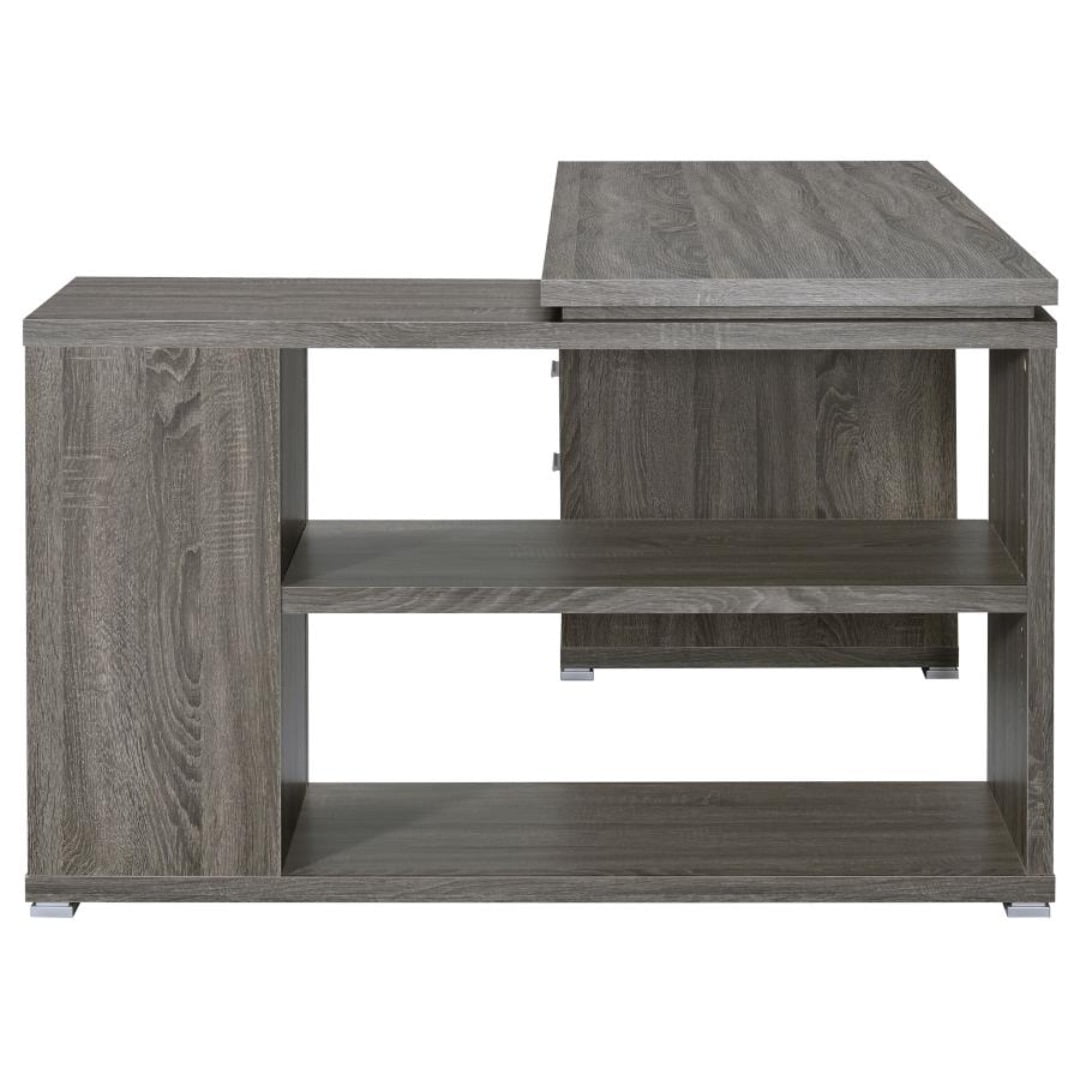 Modern L shaped Home Office Reversible Computer Desk with Storage In Weathered Gray (Weathered Gray)