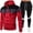 Red, variant on Turilly Mens Outfits 2 Piece Colorblock Full Zip Hoodie Joggers Set Tri Color Fleece Tracksuit With White Detail Pants