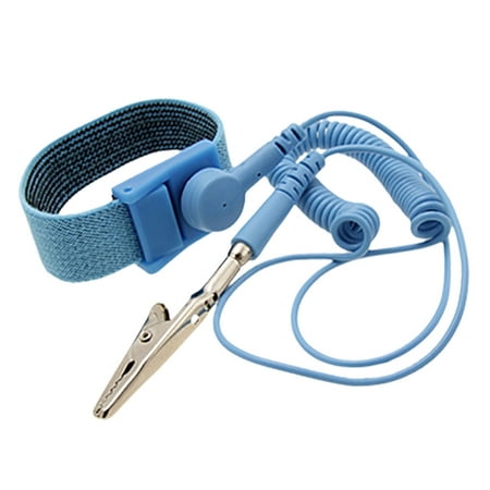 Image of Unique Bargains Blue Coil Cable Anti Static Antistatic Wrist Strap Wristband