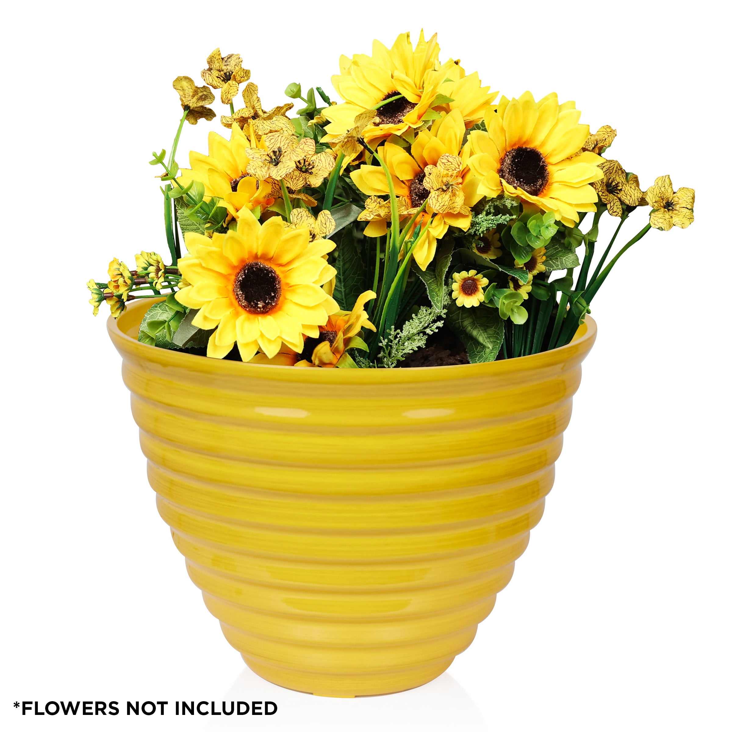 Alpine Corporation 16" Yellow Glazed Planter