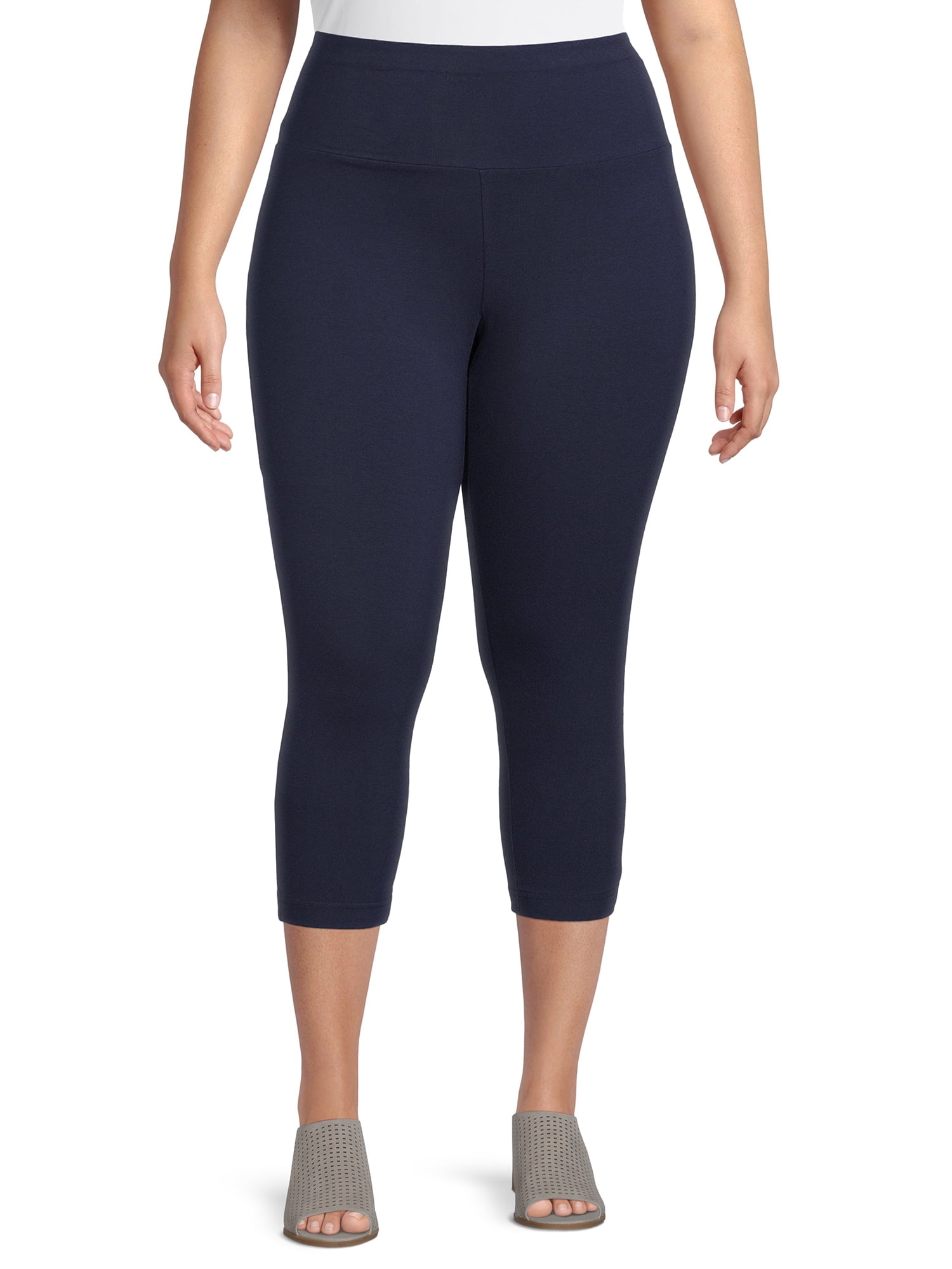 Terra & Sky Women's Plus Size Capri Leggings, 2-Pack