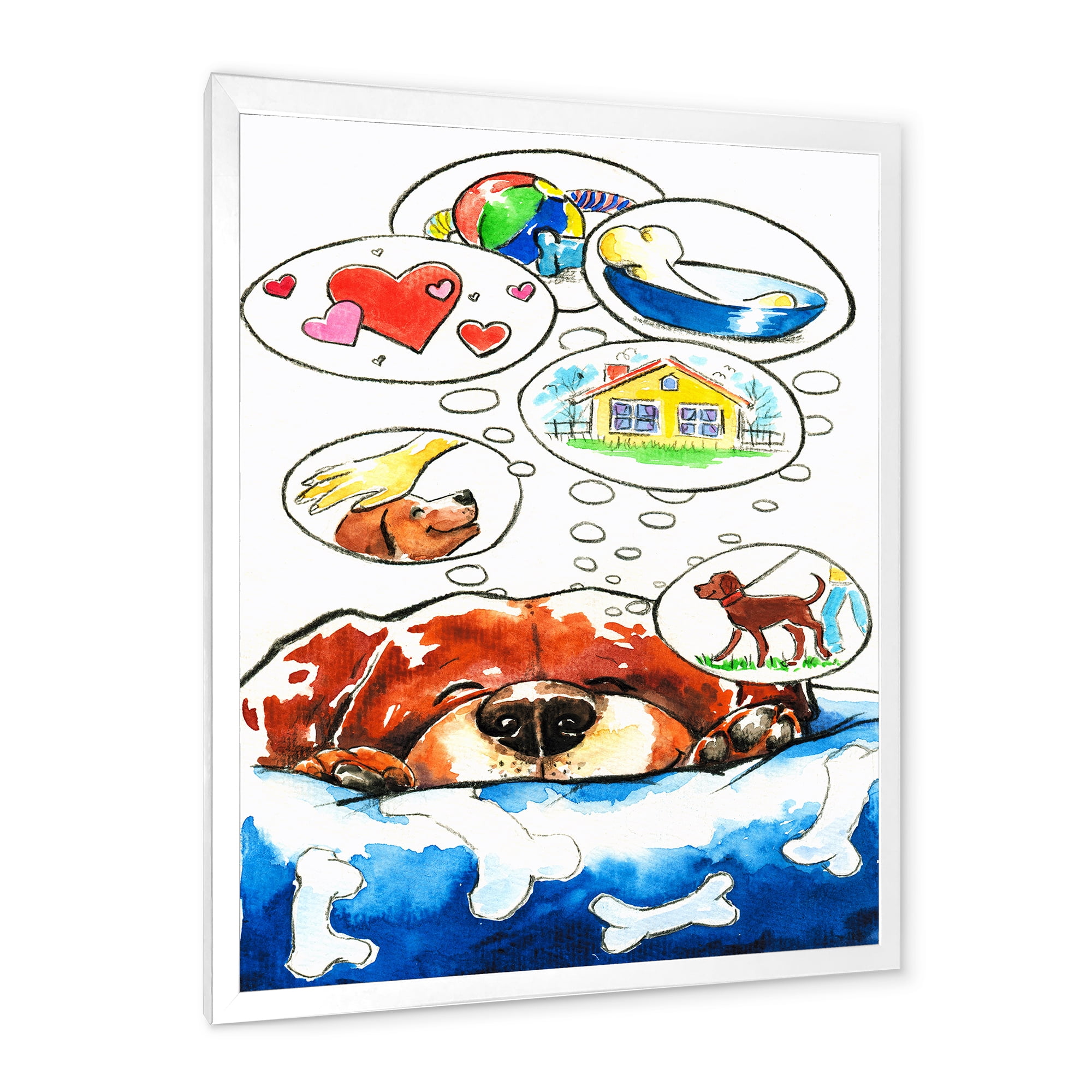 Designart 'Dog Having Dreams' Children's Art Framed Art Print