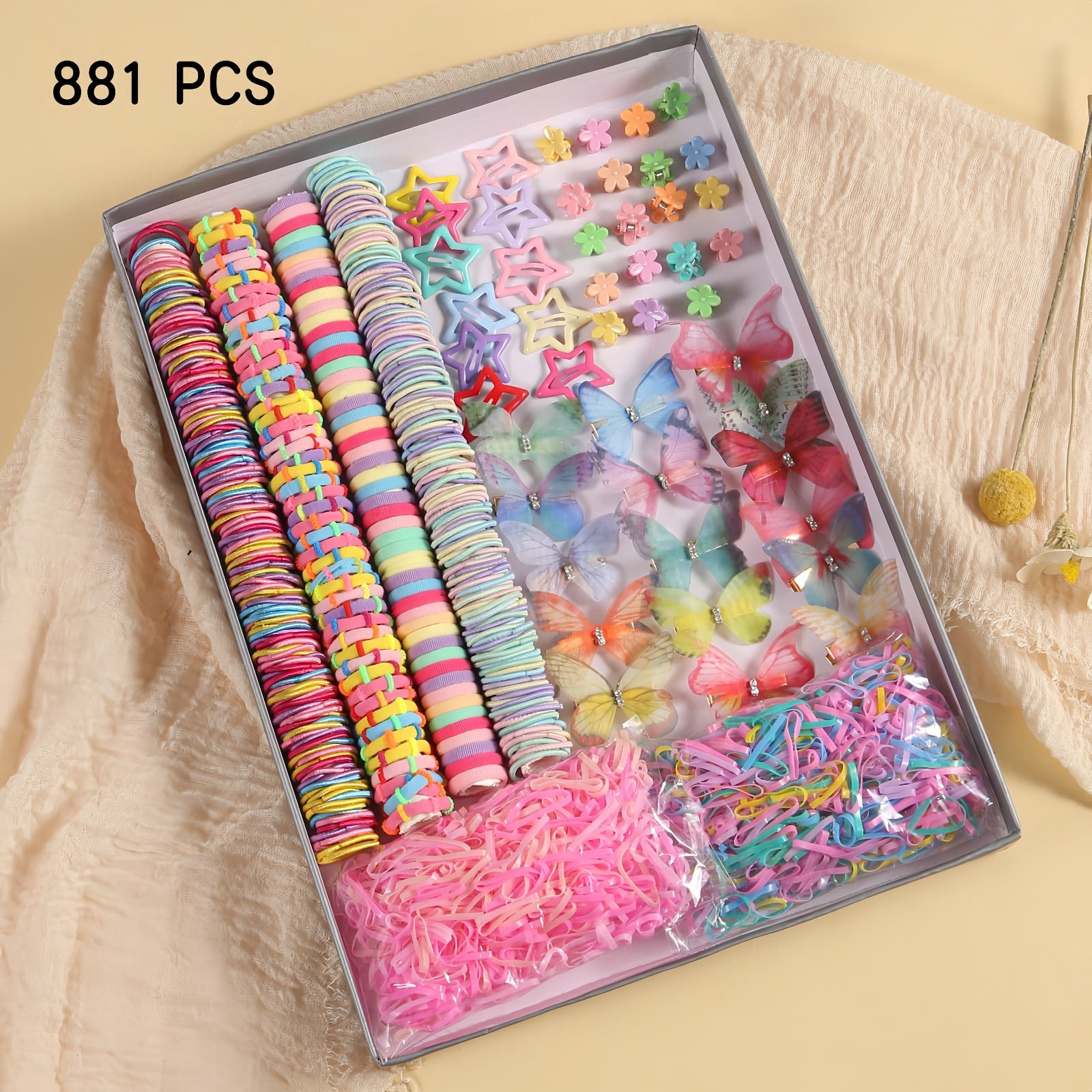 Children's hair clips, hair ties, hair accessories set box, elastic hair accessories set