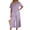 Purple, variant on QSAWXQZ Women's Cotton 2 Piece Outfit Set V Neck Short Sleeve Pullover Top Elastic Waist Wide Leg Capri Pants Floral Embroidered Casual Loungewear 2XL
