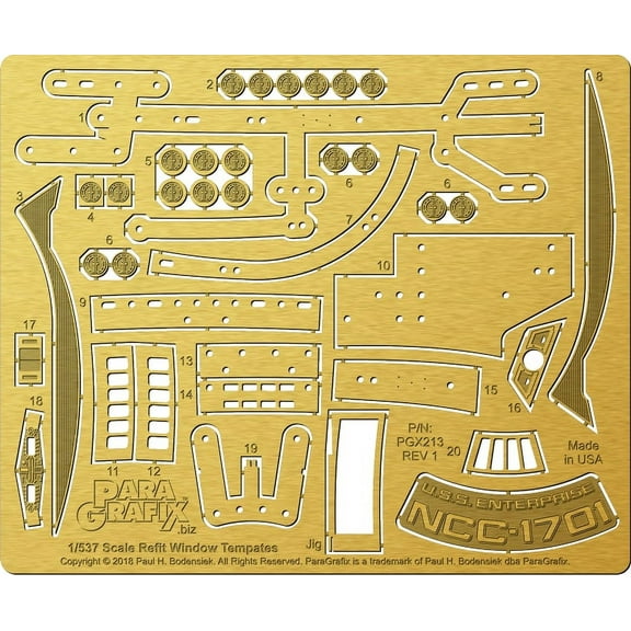 Star Trek - Refit Enterprise Window Drilling Templates - PGX213 ParaGrafix