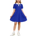 thumbnail image 2 of Amidoa Girls Summer Dresses A-Line Short Sleeve Dresses Print Kids Casual Sundress Blue Size 3T, 2 of 7