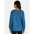 thumbnail image 3 of Time and Tru Women's Woven Relaxed Denim Top Size XS-XXXL, 3 of 5