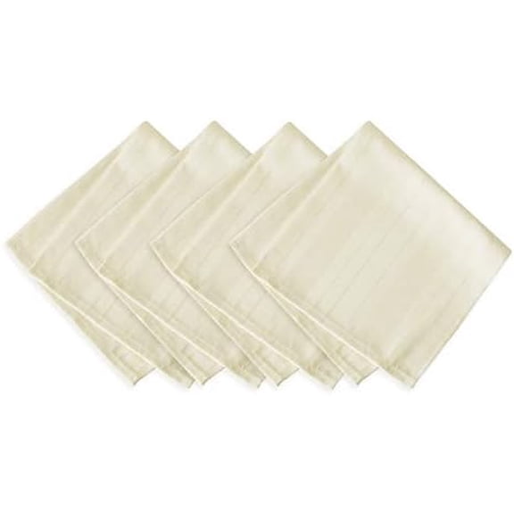 Ivory Denley Satin Stripe Spring and Easter Fabric Napkins, Heavy Weight No Iron Polyester Holiday Dinner Napkins, Set of 4