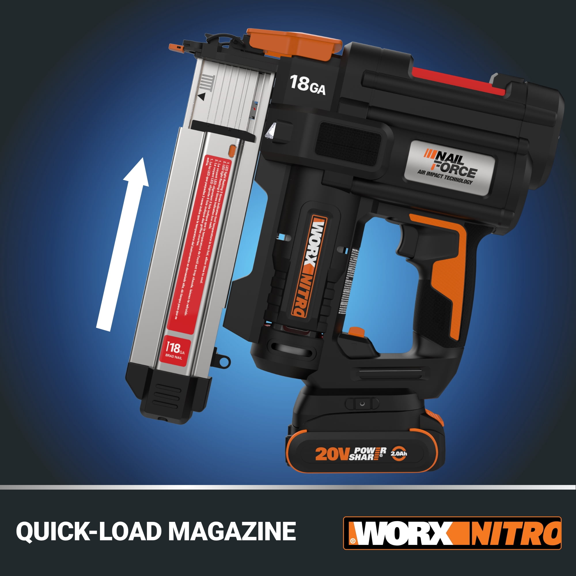 Worx Nitro WX842L.9 20V Power Share Cordless 18GA Brad Gun (No Battery and Charger Included - Tool Only)