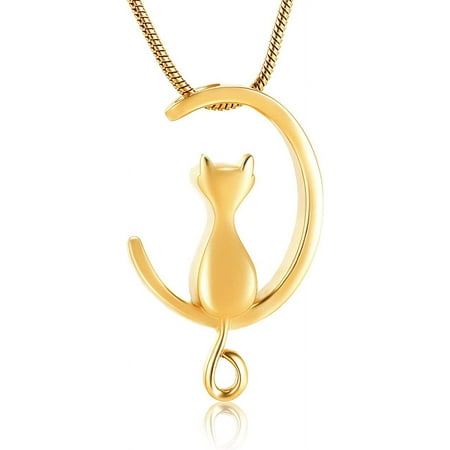Cat Urn Necklace for Ashes Animal Pet Keepsake Memorial Pendant Ash Holder Cremation Jewelry for Ashes