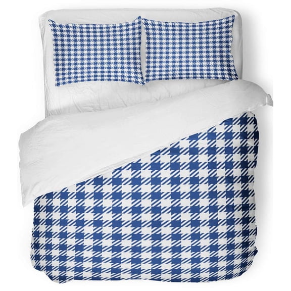 FMSHPON 3 Piece Bedding Set Tartan Blue Check Plaid Chess Abstract Celtic Checked Checkerboard Checkers Twin Size Duvet Cover with 2 Pillowcase for Home Bedding Room Decoration