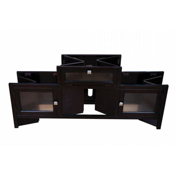 Contemporary Folding Fold Tv Stand Entertainment Table Wood In Espresso