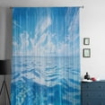 thumbnail image 5 of Blue Summer Beach Semi Sheer Curtains Drapes for Living Room, Bedroom, French Doors Window 54 Inches Long, Seaside Ocean Coastal Nautical Rod Pocket Chiffon Curtain Drapery Voile Draperies Panel, 5 of 6