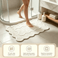 thumbnail image 5 of Guodhu Soft Bath Mat, Absorbent Bathroom Rug with Scalloped Edge, Cream Beige Washable Shower Mat for Tub Shower and Bathroom Floor(grey), 5 of 12