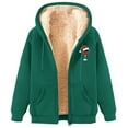 thumbnail image 2 of ZUKMRJPC Womens Zip Up Hoodies Solid Color Drawstring Cute Christmas Print Hooded Sweatshirt Fall Winter Warm Fleece Lined Outwear with Pocket, 2 of 8