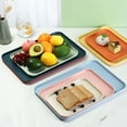 thumbnail image 3 of Wheat Straw Rectangular Tray Household Fruit And Vegetable Plate Barbecue Fast Food Tray Fruit Dessert Plate Square Storage Tray Nordic Pink M 30.5x22cm, 3 of 6