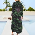 thumbnail image 2 of Texture Brick wall red bricks with climbing green vines and wild plants vintage style urban pattern Long Sleeved Shirt Dress, 2 of 6