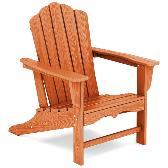 KINGYES HDPE Adirondack Chair, All-Weather Outdoor Fire Pit Chairs for Patio Deck Lawn, Orange
