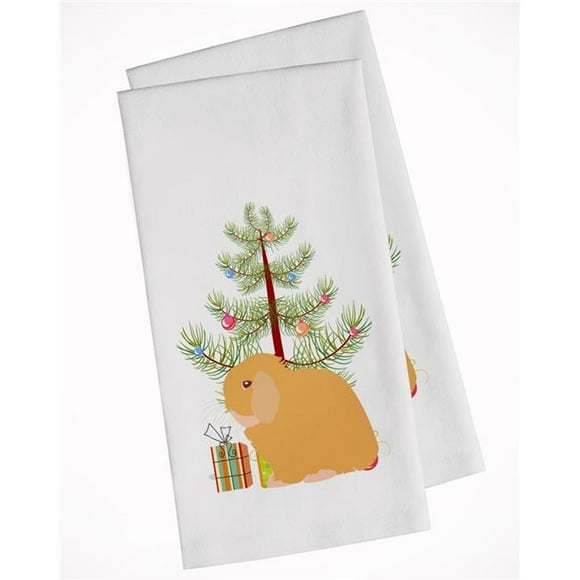 Carolines Treasures BB9335WTKT Holland Lop Rabbit Christmas White Kitchen Towel - Set of 2