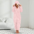 thumbnail image 6 of Towmus Womens Sherpa Jumpsuit Fuzzy Pajamas Long Sleeve Adult Onesie Pajamas for Women Zipper Hooded Plush Sleepwear Loungewear with Pockets, 6 of 8