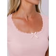 thumbnail image 4 of DARING DIVA Cotton Pajama Lace Trim Short Sleeve Top Lounge Set XS Pink, 4 of 7