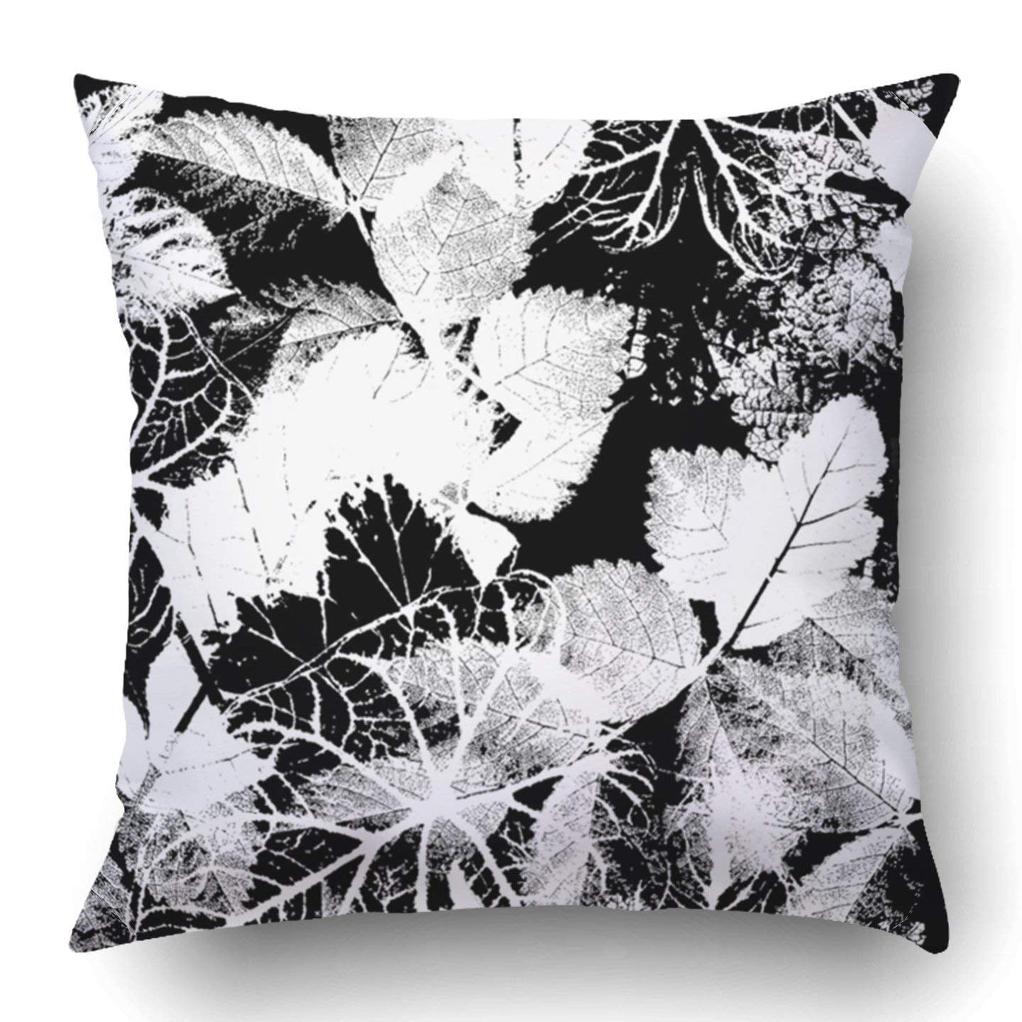Rylablue Floral Black And White Abstract With Leaves And Flowers Branch Leaf Autumn Forest Fall Organic Pillowcase 18x18 Inch Walmart Canada