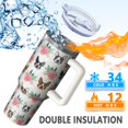 thumbnail image 5 of OBREWU White Boston Terrier and Flower Tumbler with Handle and Lid,White Boston Terrier and Flower 40oz Double Wall Vacuum Insulated Tumbler,Cups Gift for Women and Men, 5 of 7