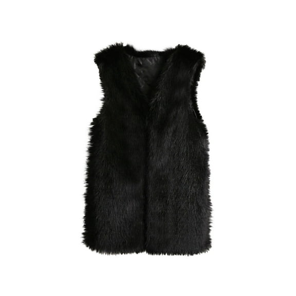 Fesfesfes Women Fleece Vest Medium Length Faux-Fur Vest Warm Women Vest Coat Faux-Fur Tops Clearance