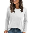 thumbnail image 2 of tarylea Tops for Women Trendy Crew Neck Long Sleeve Shirts Solid Color Loose Tops Casual Comfy Basic Fall Tops, 2 of 8