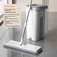 thumbnail image 3 of Mop and bucket set with wringer, with 3 reusable microfiber pads with 360° flexible rotation, hands-free flat mop and bucket with long handle for floor cleaning and wall cleaning, 3 of 11