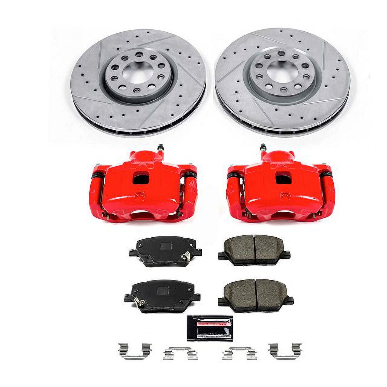 PowerStop Front Z23 Evolution Sport Brake Pad and Rotor Kit with Red Powder Coated Calipers Fits: JEEP Select Models KC7299A