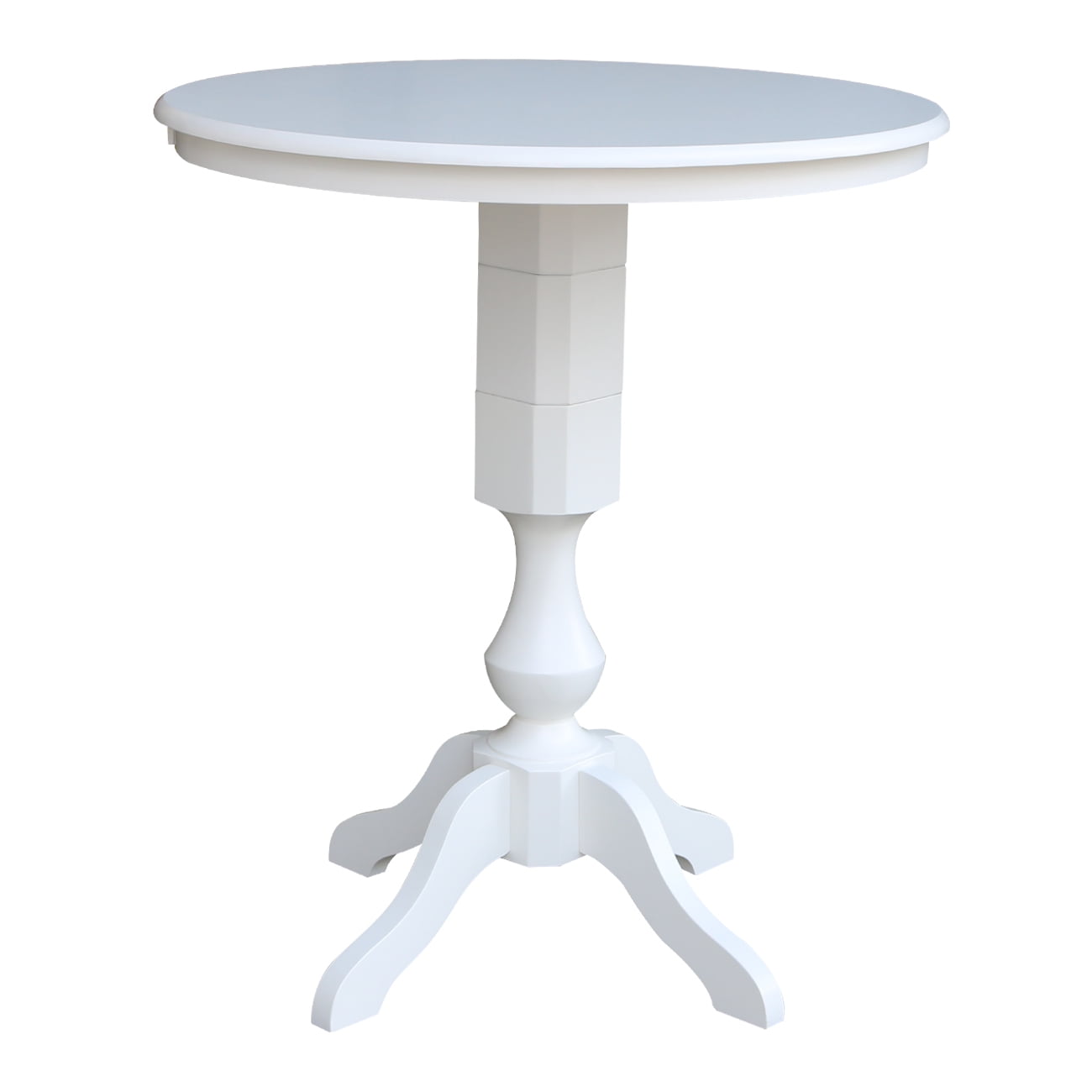 36" Round Top Pedestal Bar Height Table White