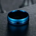 thumbnail image 5 of 8MM Blue/Black Matte Bands Titanium Steel Men's Wedding Jewelry Ring Size 7-12, 5 of 9
